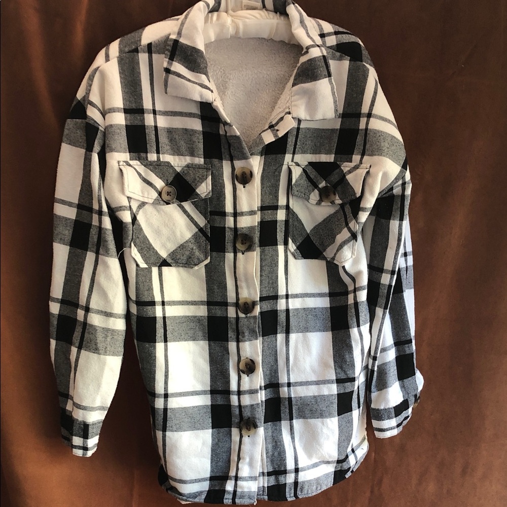 Passport Black & White Plaid Button-Down Shirt Jacket